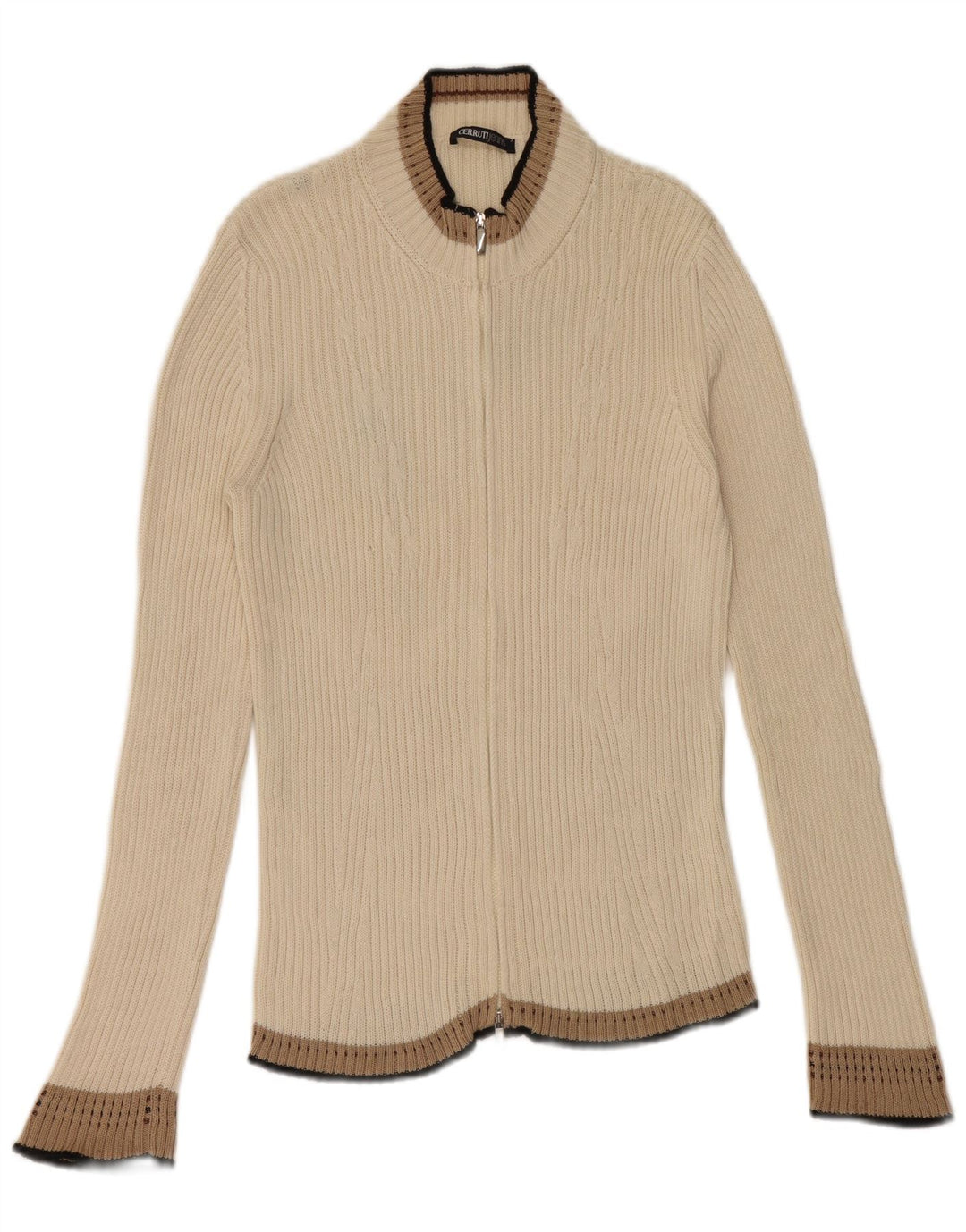 Sweter damski CERRUTI 1881 UK 12, średni, złamanej bieli, bawełniany