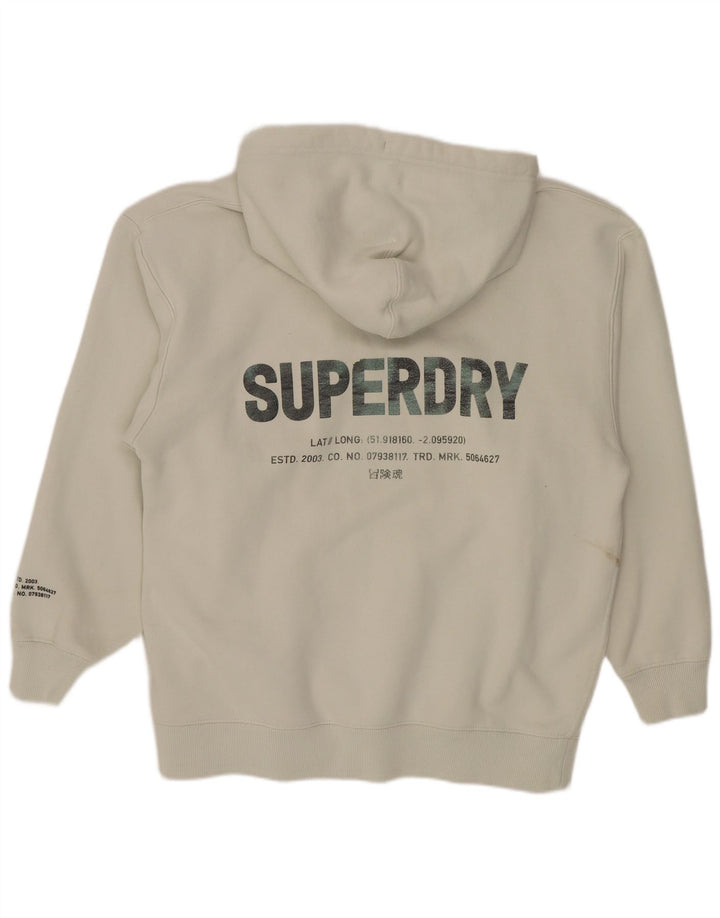 Męski sweter z kapturem Superdry z grafiką, średni biały, bawełniany