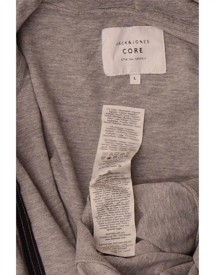 Męski sweter z kapturem i zamkiem Jack & Jones, duży, szary, bawełniany