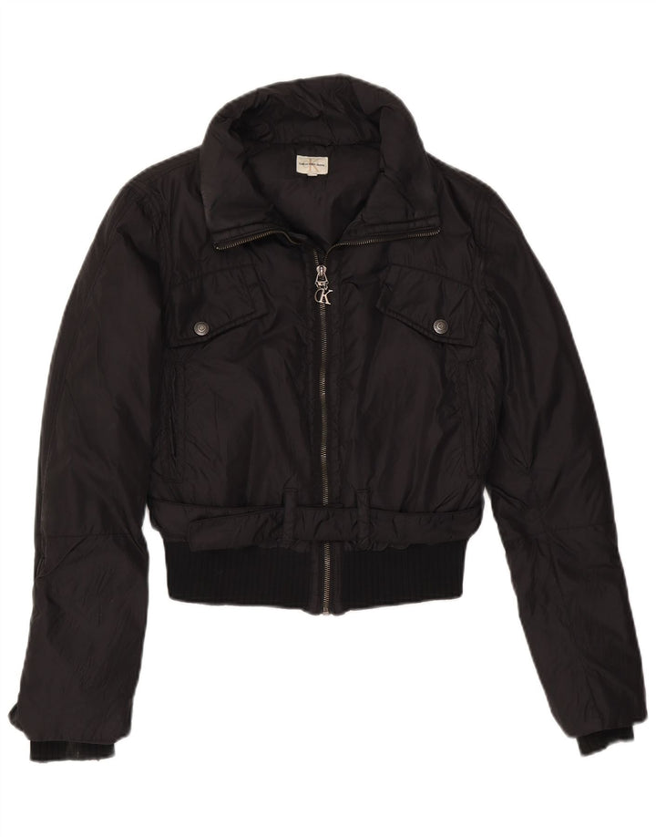 Damska kurtka bomberka Calvin Klein Jeans Crop UK 10, mała, czarna, poliester