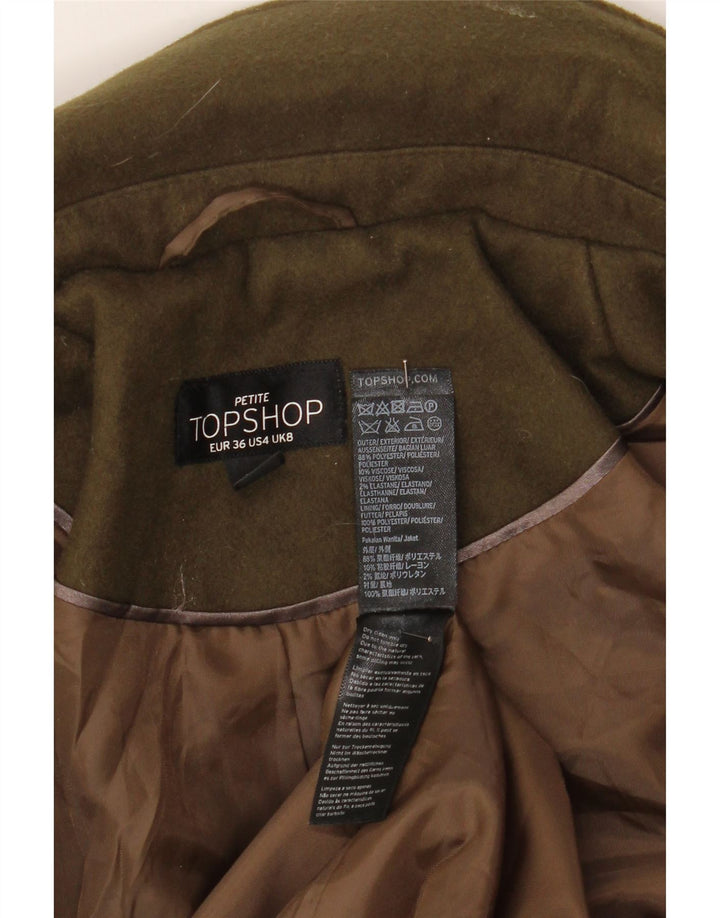 Topshop damski płaszcz Petite UK 8, mały, khaki, poliester