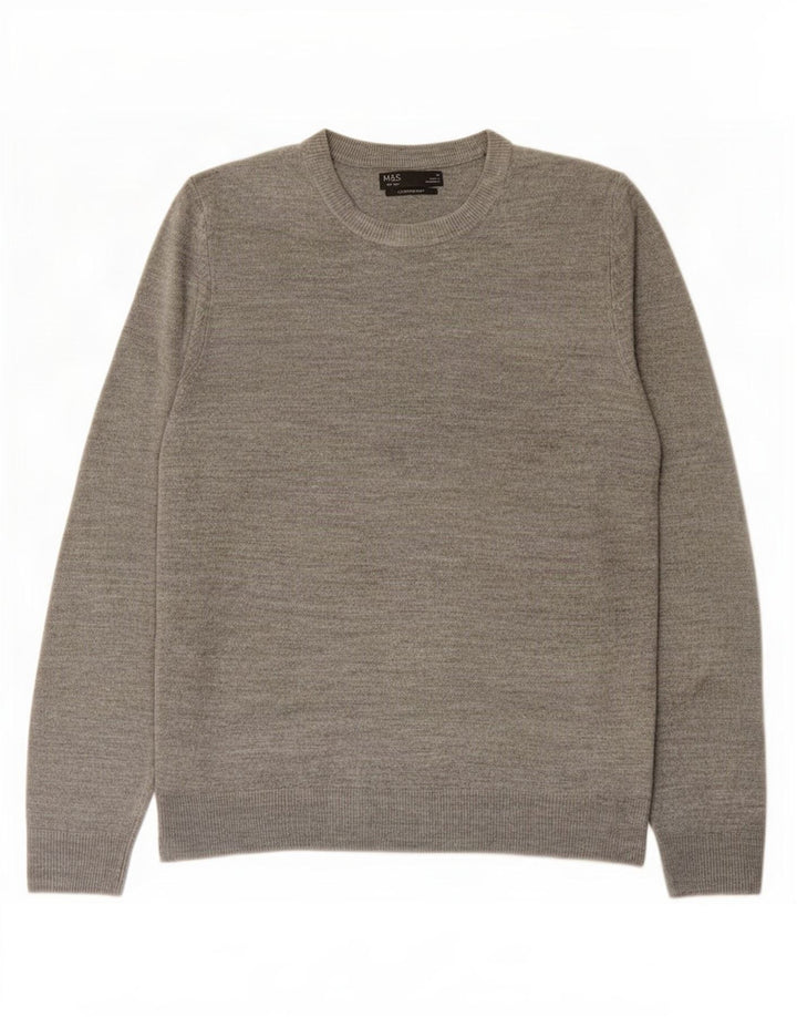 Marks & Spencer Męski sweter z okrągłym dekoltem, średnioszary, akrylowy