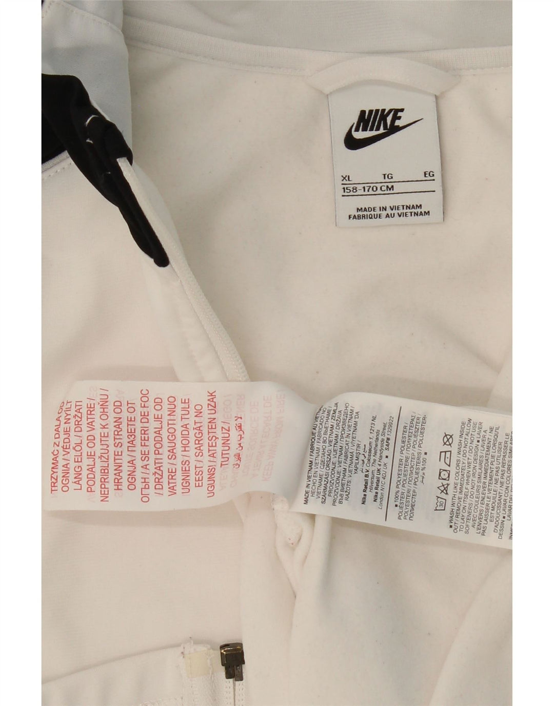 NIKE Boys Tracksuit Top Jacket 13-14 Years  XL White Colourblock Polyester
