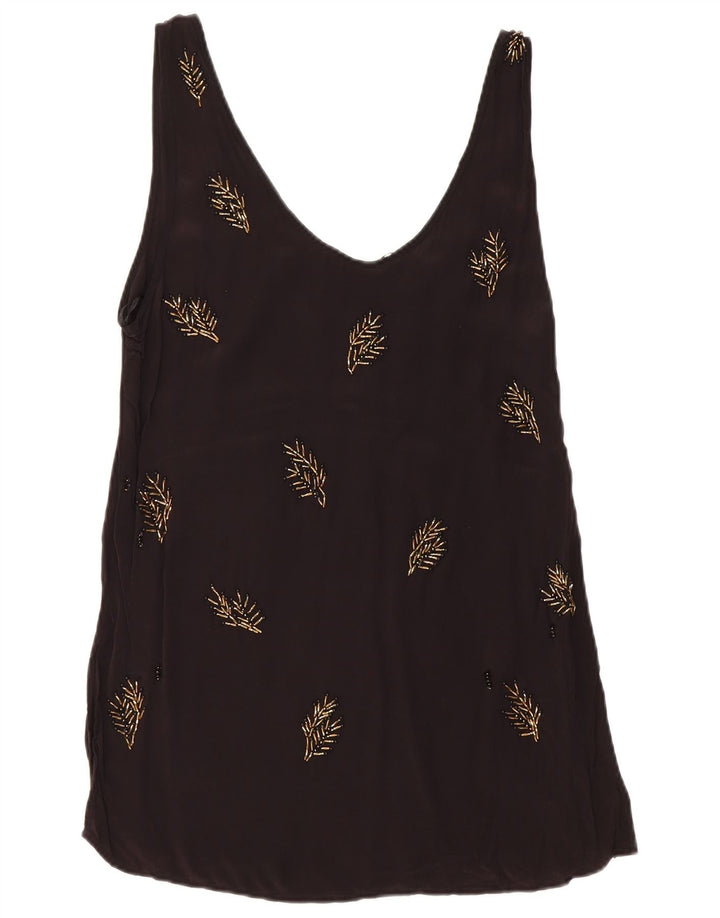 Damska kamizelka Zara Top UK 10 Small Black w kwiatowe wiskozy