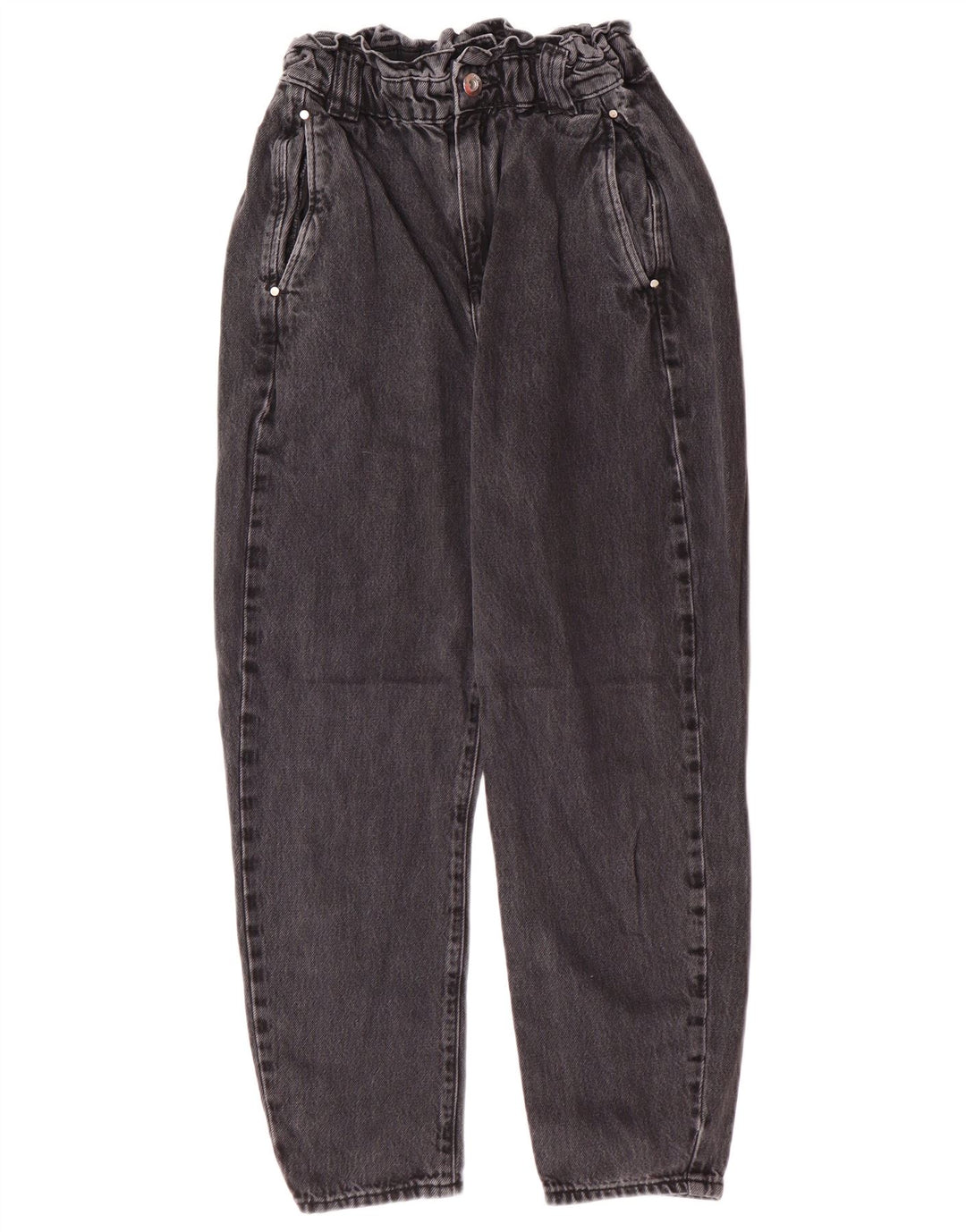 Damskie jeansy z wysokim stanem Zara EU 34 2XS W24 L25 Szare, bawełniane, nowoczesne