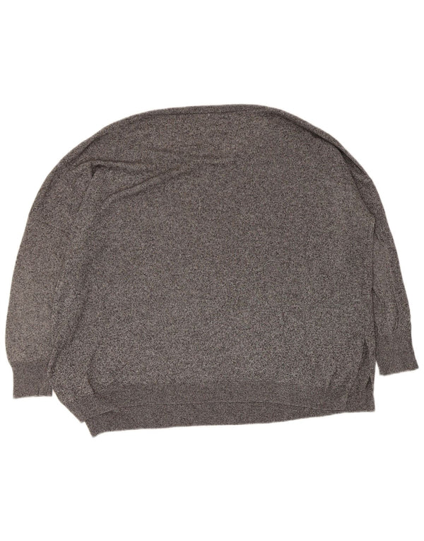 Damski sweter oversize z dekoltem w łódkę Zara UK 16, duży, szary, nakrapiany