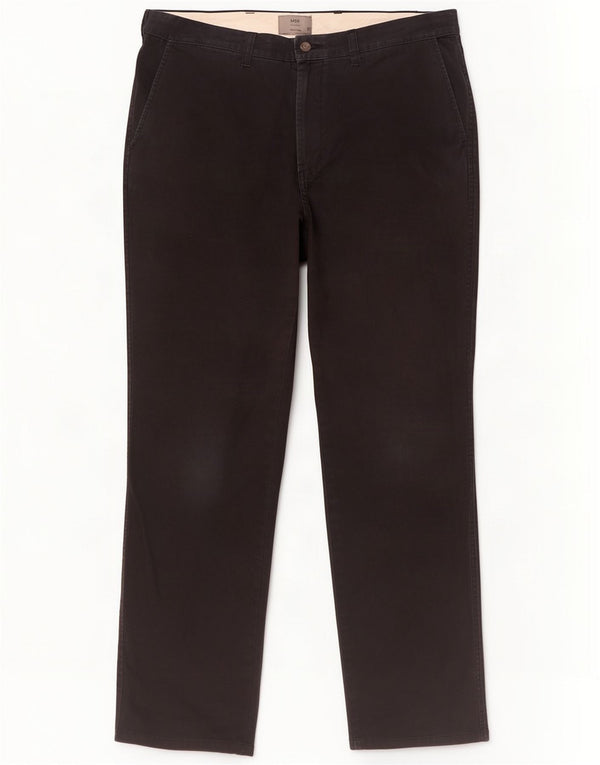 Marks & Spencer Męskie proste spodnie Chino W36 L33 Czarne bawełniane