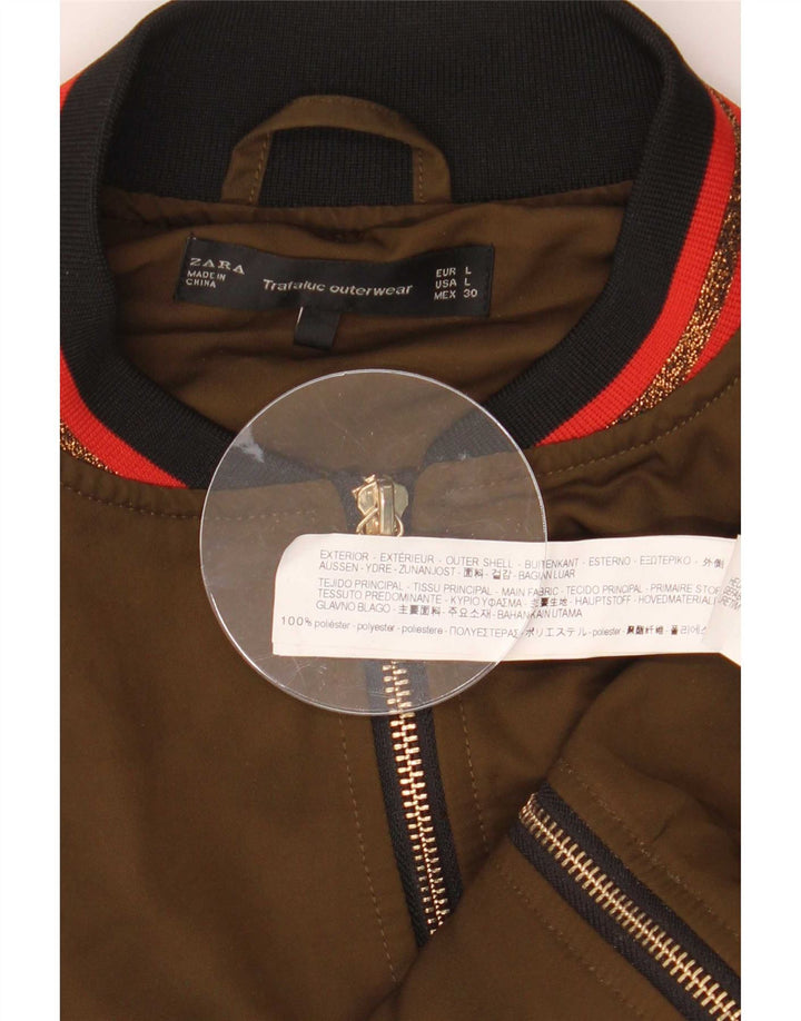 Damska kurtka bomberka Zara UK 16, duża, khaki, poliester