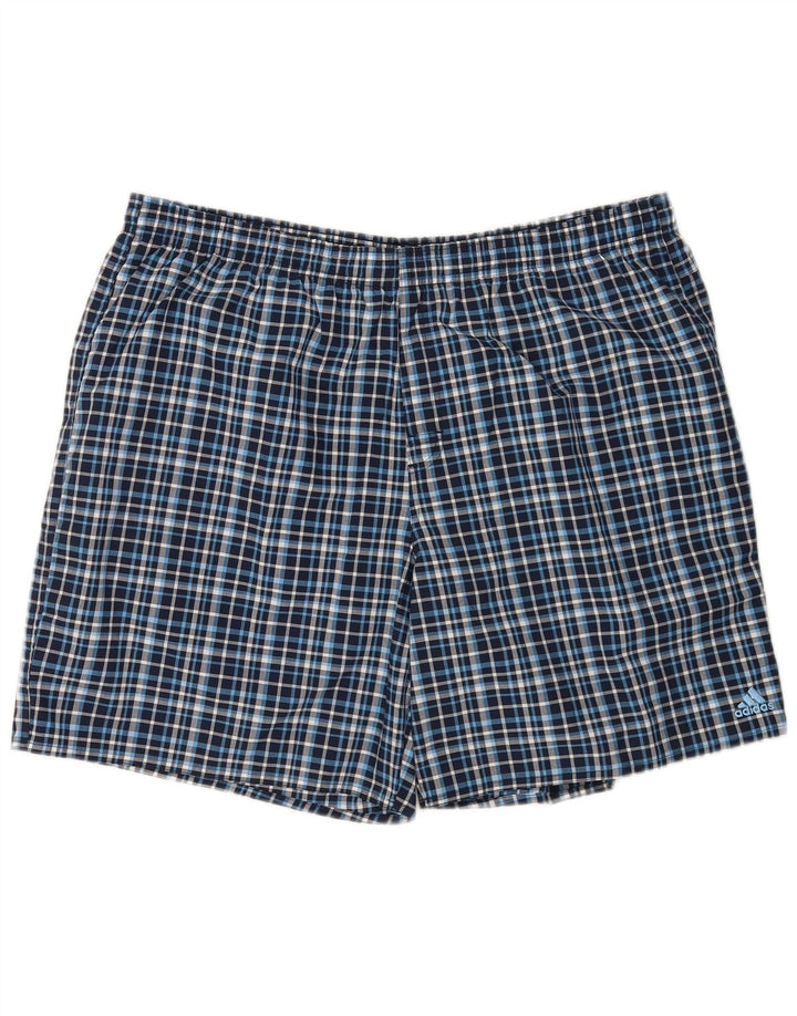 Męskie spodenki kąpielowe Adidas XL w niebieską kratkę, poliester