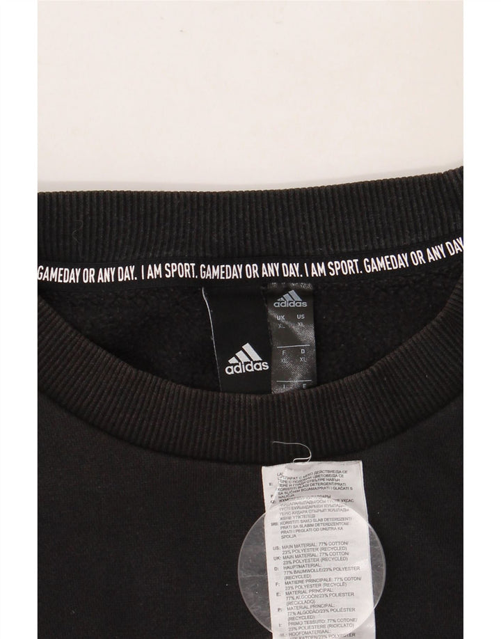Męska bluza z grafiką ADIDAS, sweter XL, czarna, bawełniana