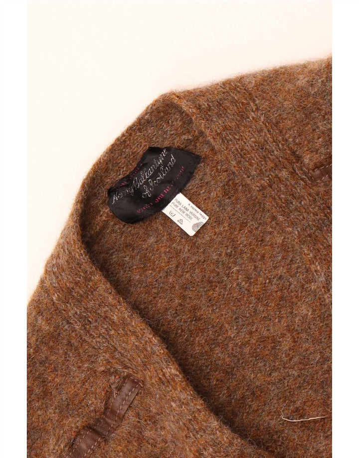 Sweter damski w stylu vintage, UK 12, średni brązowy, wełniany nakrapiany