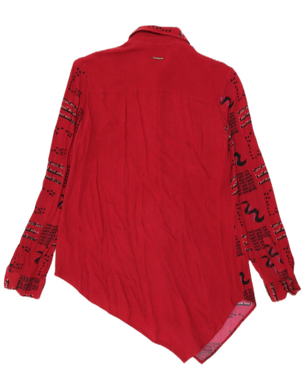 Desigual damska asymetryczna koszula o luźnym kroju UK 6 XS czerwona geometryczna wiskoza
