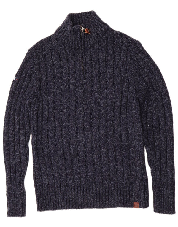 Męski sweter Superdry Slim Fit z zamkiem błyskawicznym, średni granatowy, nakrapiany