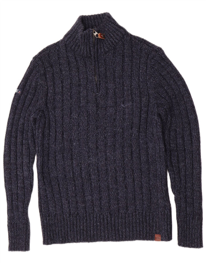 Męski sweter Superdry Slim Fit z zamkiem błyskawicznym, średni granatowy, nakrapiany