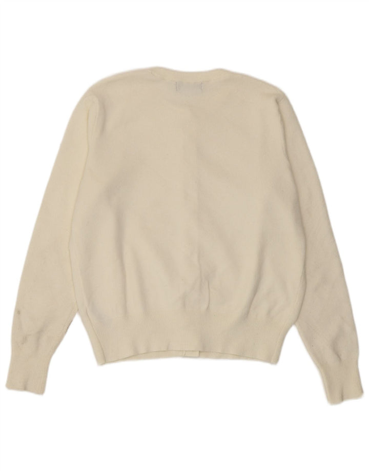 Marks & Spencer Damski sweter typu Crop Cardigan UK 14 Średni złamanej bieli, wiskoza