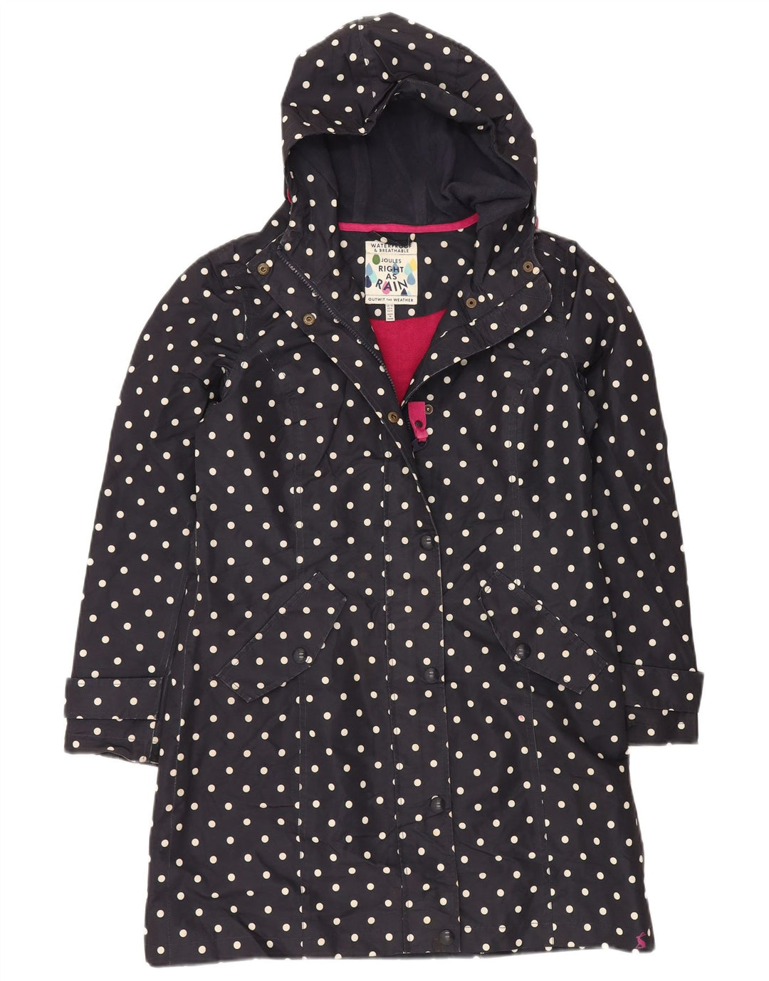 Damski płaszcz wiatrówka oversize JOULES UK 10, mały, granatowy w kropki