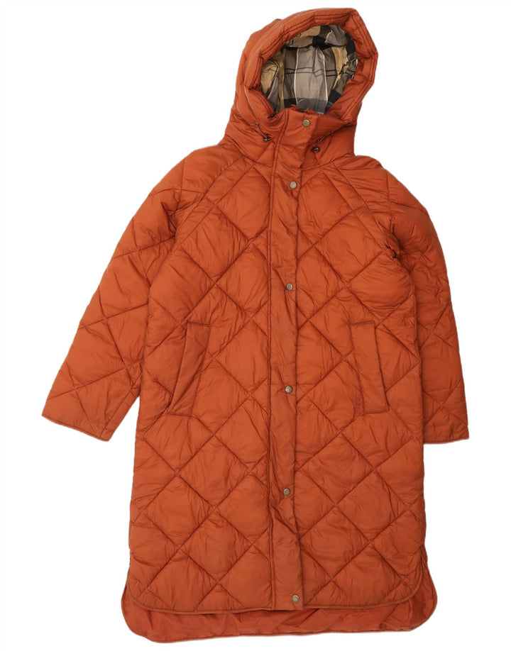 Damski płaszcz z kapturem, oversize, ocieplany Barbour UK 8, mały, brązowy poliamid