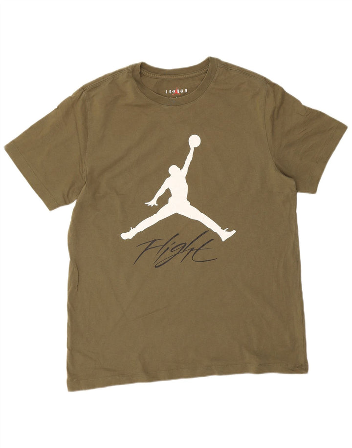 Męski T-shirt z grafiką Jordan, duży, bawełniany khaki