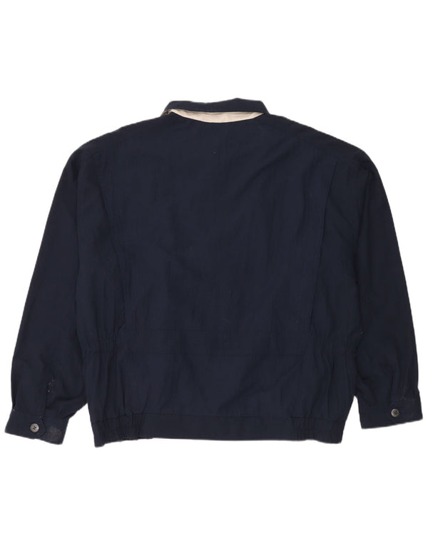 Vintage Mens Bomber Jacket UK 42 XL Navy Blue Polyester