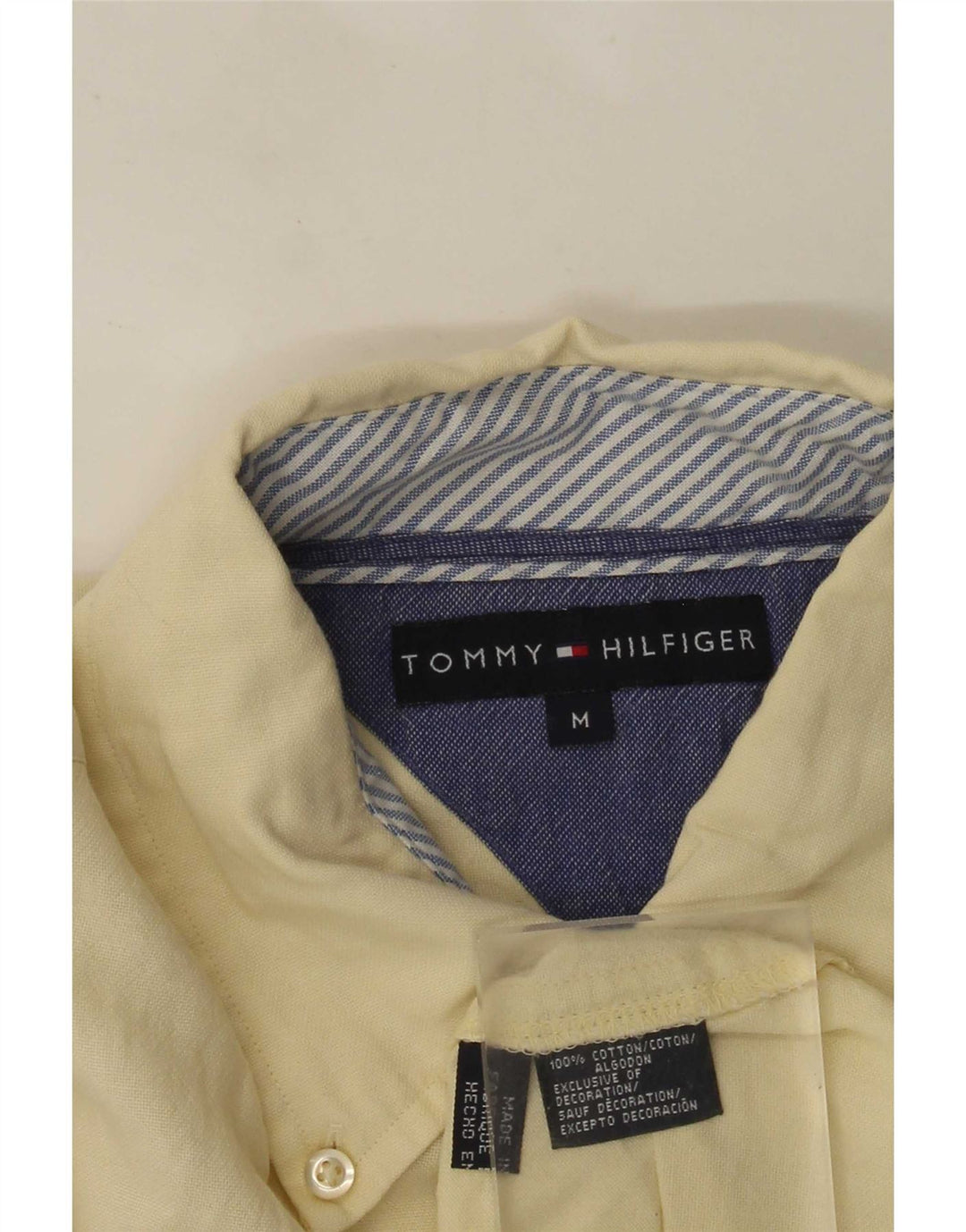 Koszula męska Tommy Hilfiger, średnia żółta bawełna