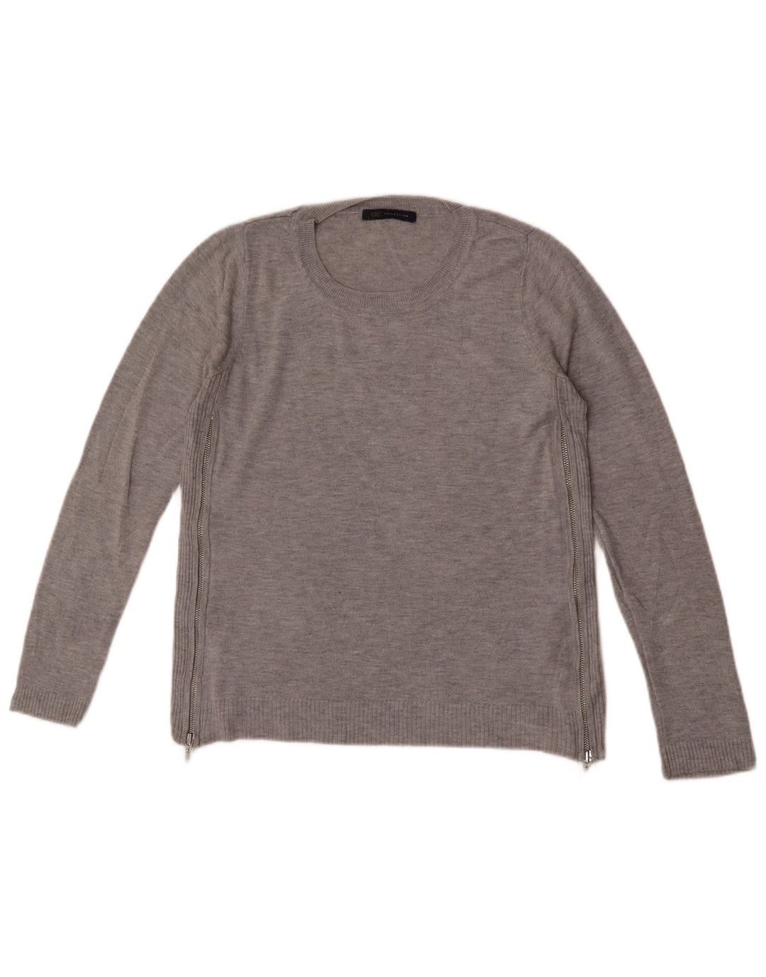 Marks & Spencer Damski sweter z dekoltem w łódkę, UK 8, mały, szary, nakrapiany