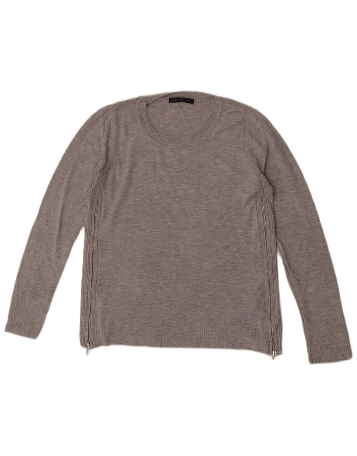 Marks & Spencer Damski sweter z dekoltem w łódkę, UK 8, mały, szary, nakrapiany