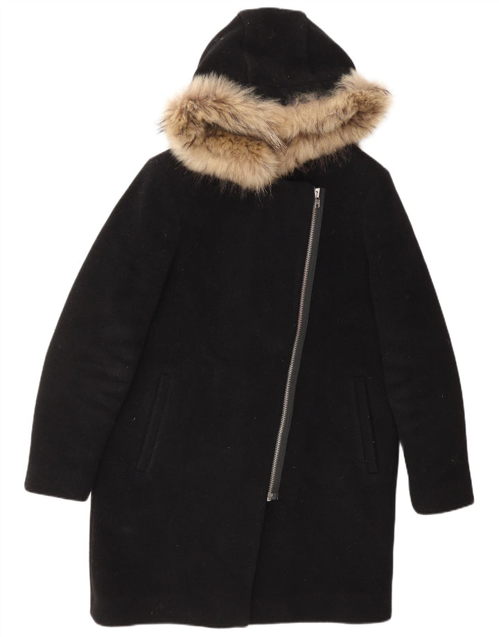 Damski płaszcz z kapturem SANDRO EU 40, średnia czarna wełna