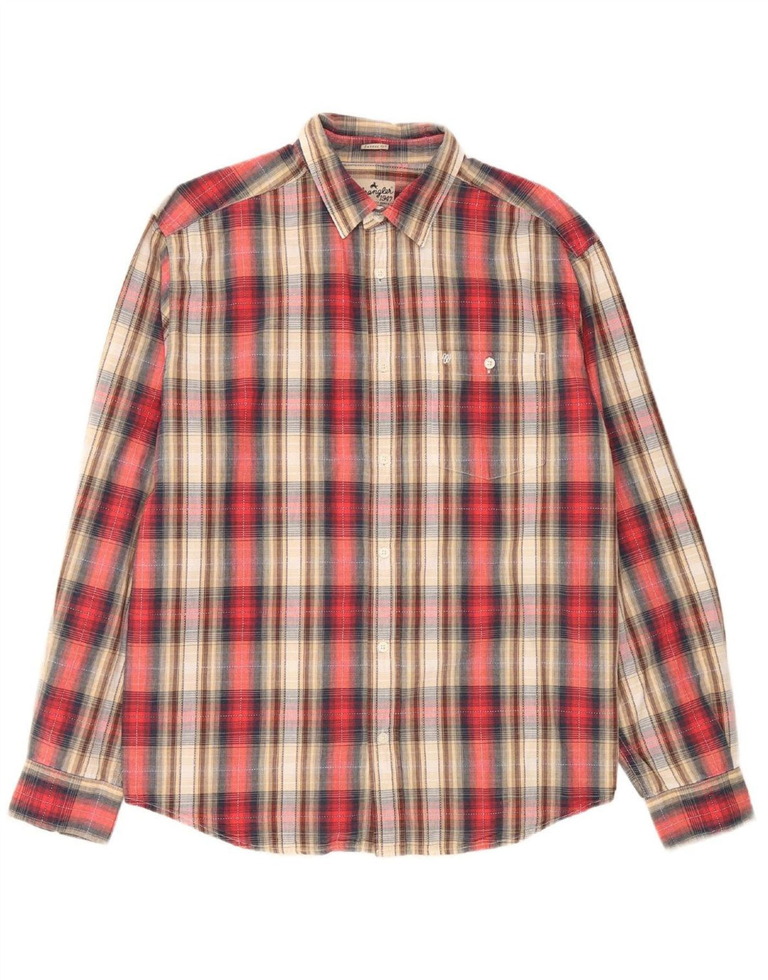 WRANGLER Mens Casual Fit Shirt Large Red Check Cotton Vintage Wrangler and Second-Hand Wrangler from Messina Hembry 