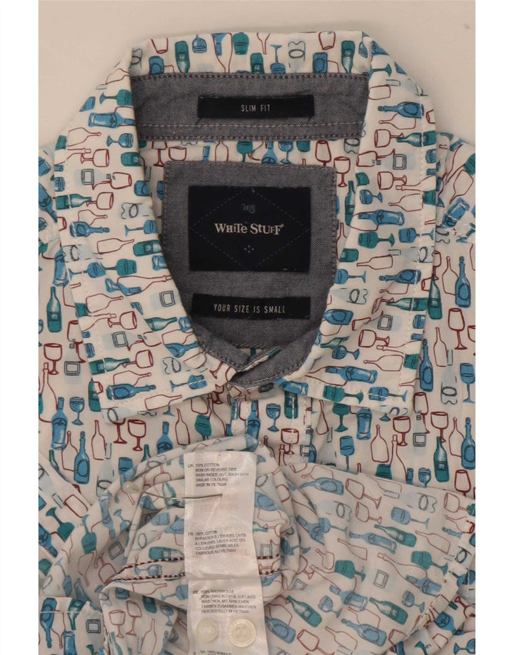Koszula męska White Stuff Slim Fit w abstrakcyjny wzór, mała, niebieska, bawełniana