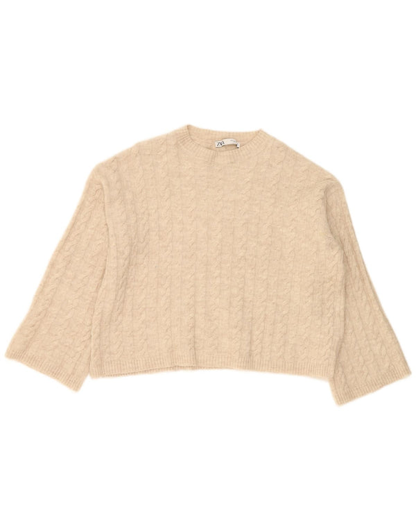 Sweter damski Zara Oversize z okrągłym dekoltem UK 10 Small Beige