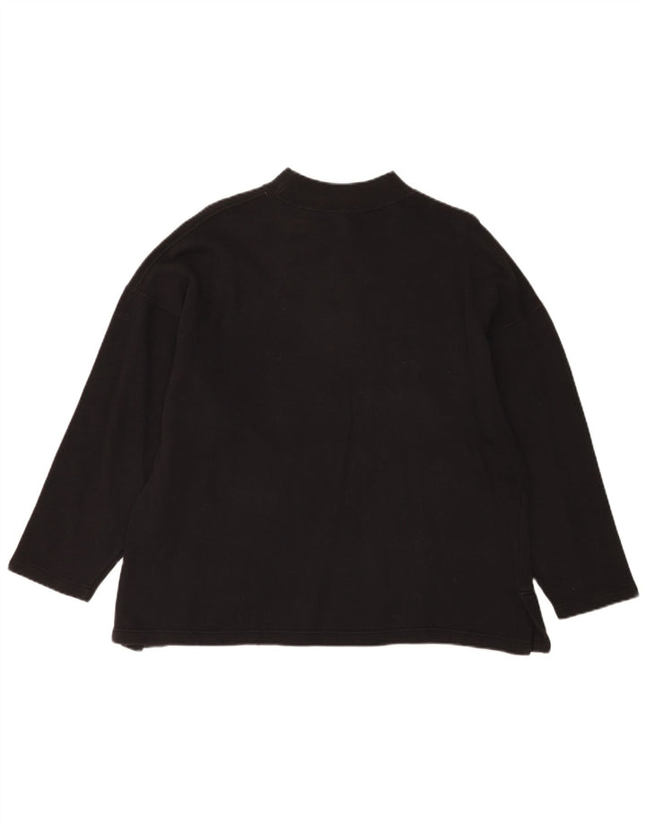 Vintage damski oversize'owy top z grafiką z długim rękawem UK 14, średni czarny Nowość