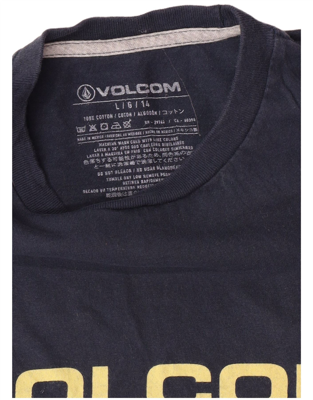 Męski T-shirt z grafiką VOLCOM, duży, granatowy, bawełniany