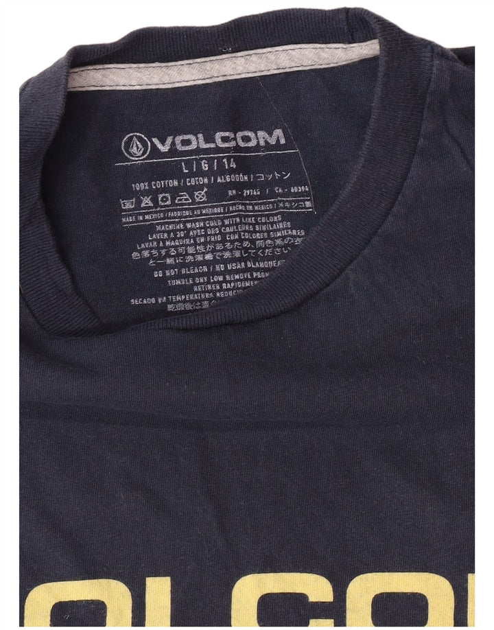 Męski T-shirt z grafiką VOLCOM, duży, granatowy, bawełniany