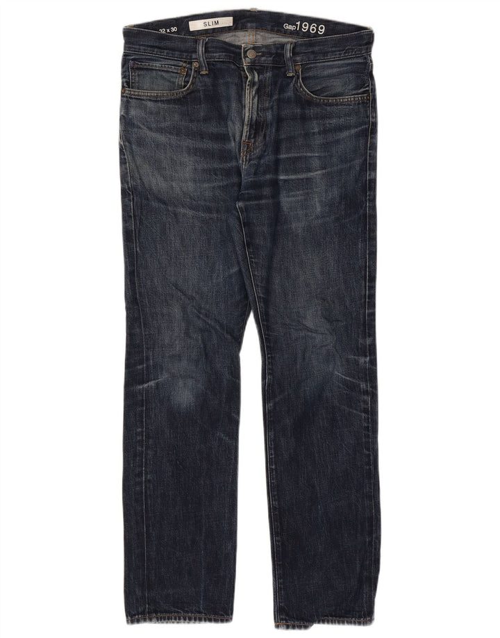 Męskie jeansy Gap Slim W32 L30 Niebieskie bawełniane