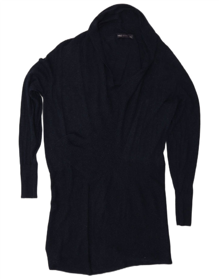 Marks & Spencer Damski sweter z szalowym dekoltem UK 16, duży, granatowy