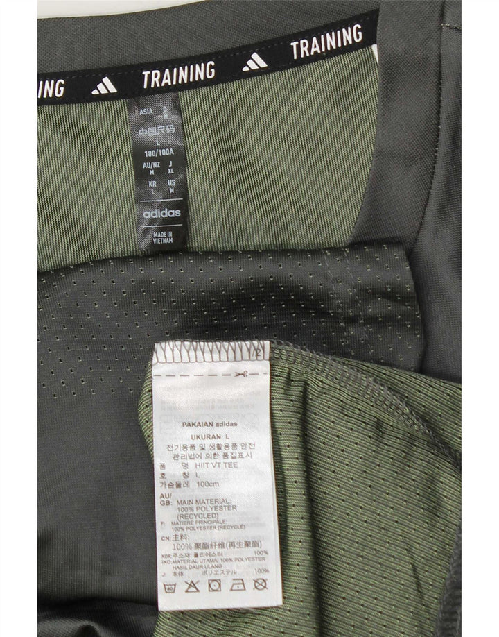 Męska koszulka Adidas Aeroready Top z szarego poliestru w paski