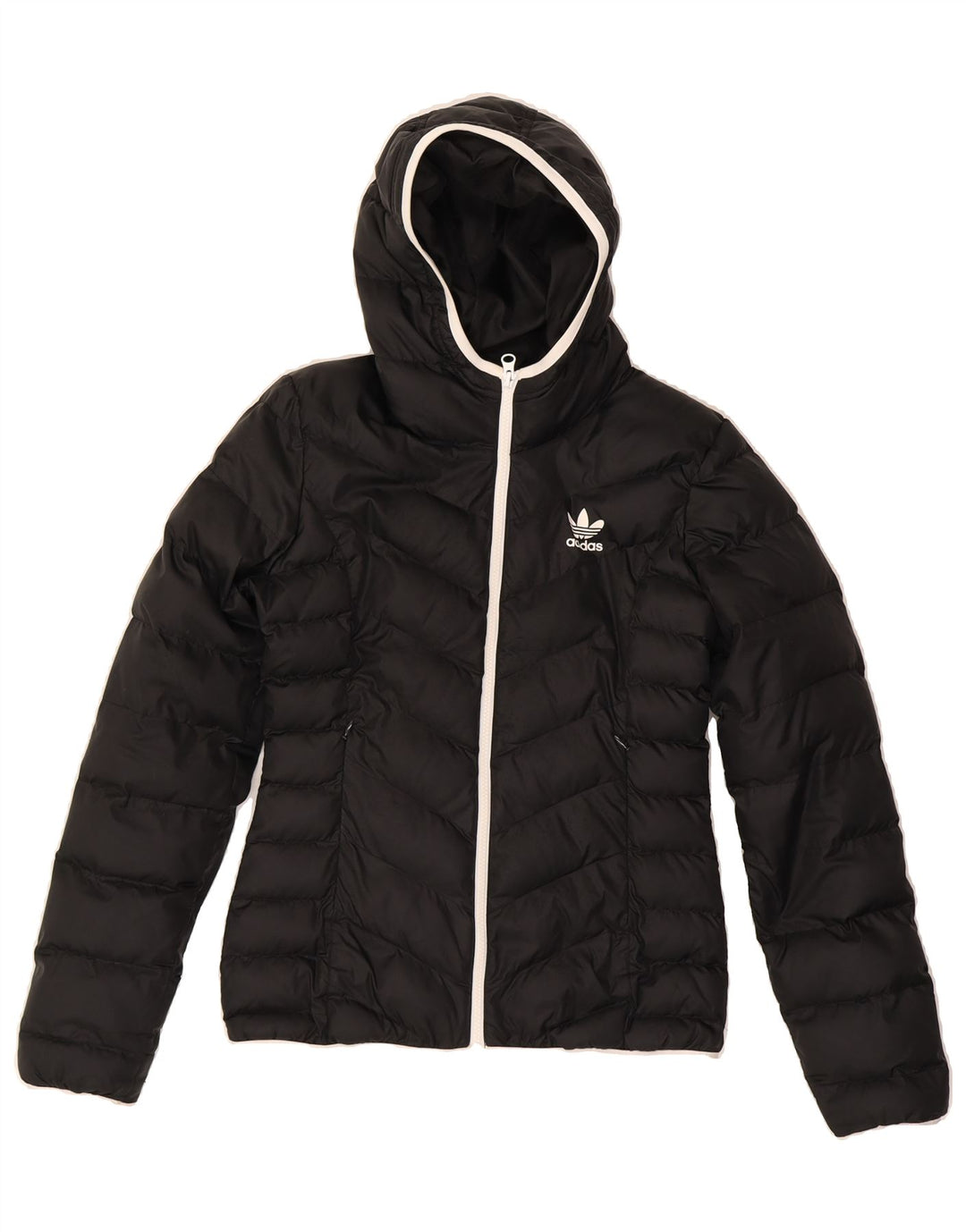 ADIDAS Womens Hooded Padded Jacket UK 8 Small  Black Polyester Vintage Adidas and Second-Hand Adidas from Messina Hembry 