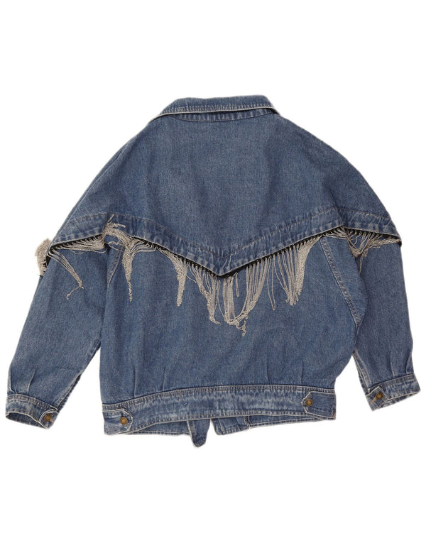 Vintage damska luźna kurtka jeansowa Biker UK 18 XL niebieska