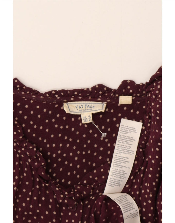 Damska sukienka maxi z długim rękawem Fat Face UK 12 Średnia burgundowa w cętki