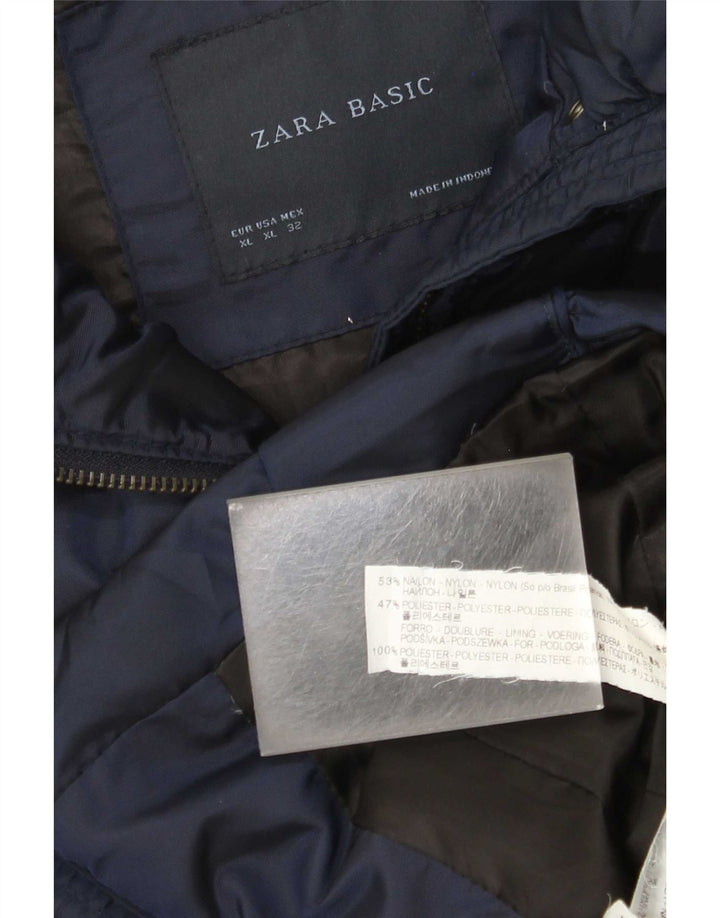 Damska ocieplana kurtka Zara UK 18 XL, granatowa, nylonowa
