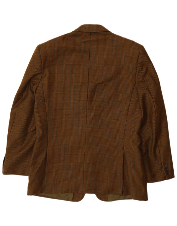 Męska marynarka zapinana na 2 guziki VINTAGE UK 38 Średni brąz w pepitkę