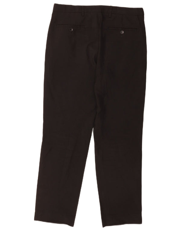 Marks & Spencer Mens Regular Fit Chino Trousers W32 L31 Black Polyester
