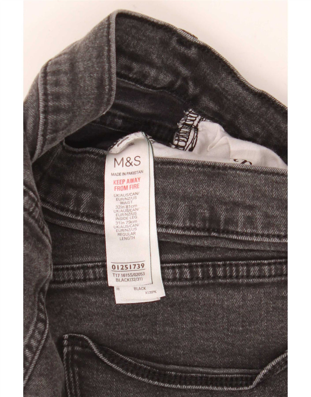 Marks & Spencer Męskie jeansy slim W32 L31 Czarne bawełniane