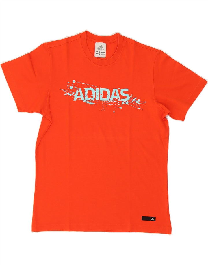 ADIDAS Mens Graphic T-Shirt Top Small Orange Vintage Adidas and Second-Hand Adidas from Messina Hembry 