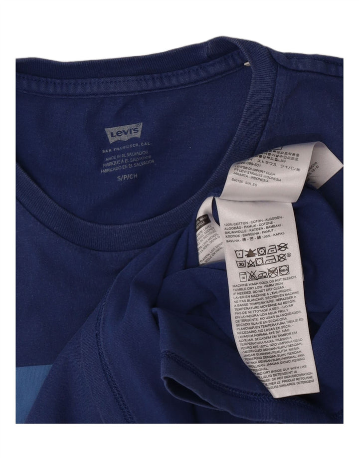 Męski T-shirt z grafiką Levi's, mały, niebieski, bawełniany