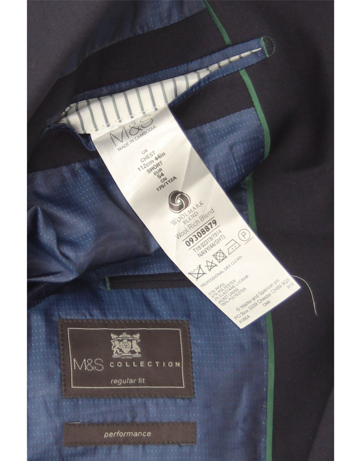 Marks & Spencer Męska marynarka zapinana na 2 guziki EU 54 2XL Granatowa wełna