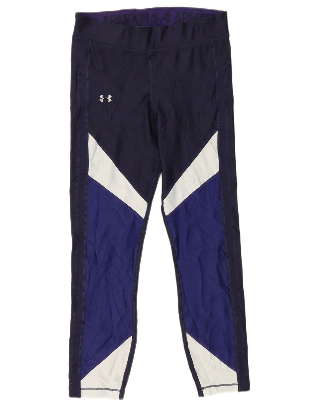 Damskie legginsy Under Armour Crop UK 8, małe, granatowe, z blokami kolorów