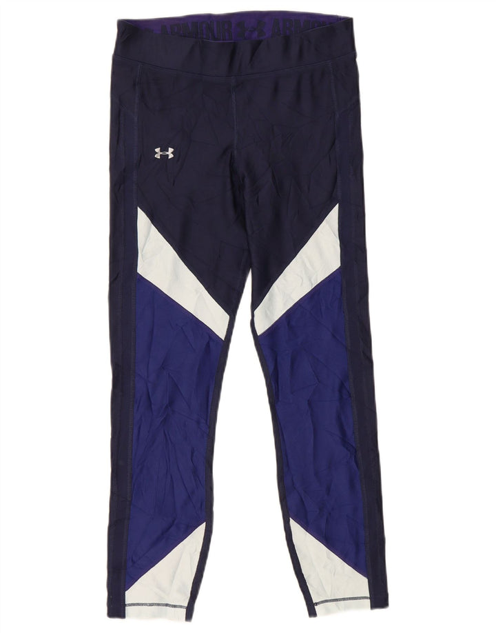 Damskie legginsy Under Armour Crop UK 8, małe, granatowe, z blokami kolorów