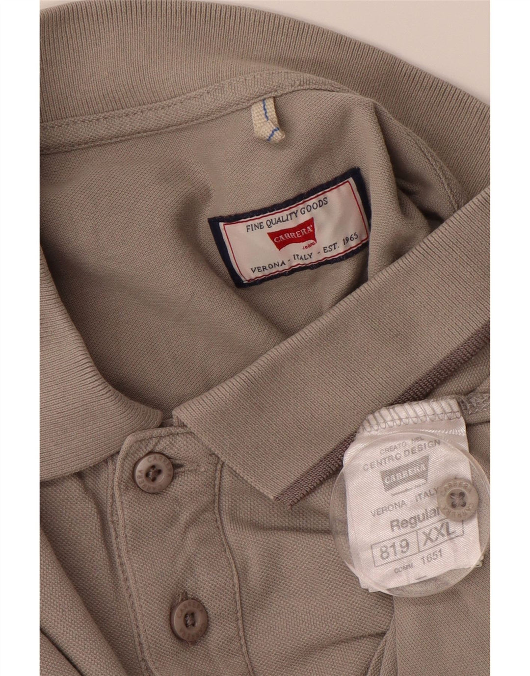 CARRERA Mens Polo Shirt 2XL Grey Cotton Vintage Carrera and Second-Hand Carrera from Messina Hembry 