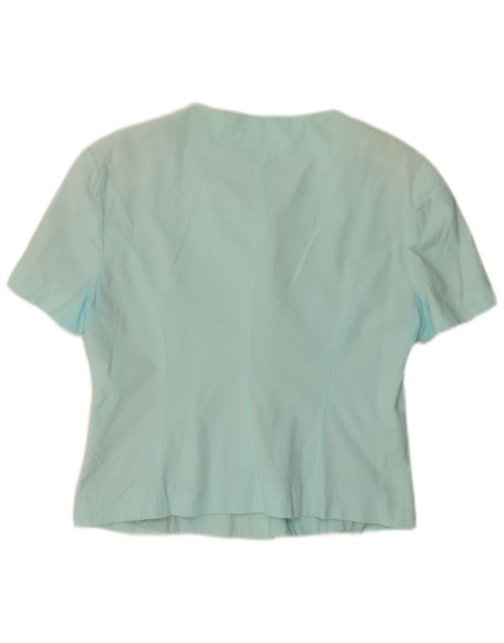 BENETTON Damska marynarka z krótkim rękawem, zapinana na 5 guzików IT 44, średni turkus